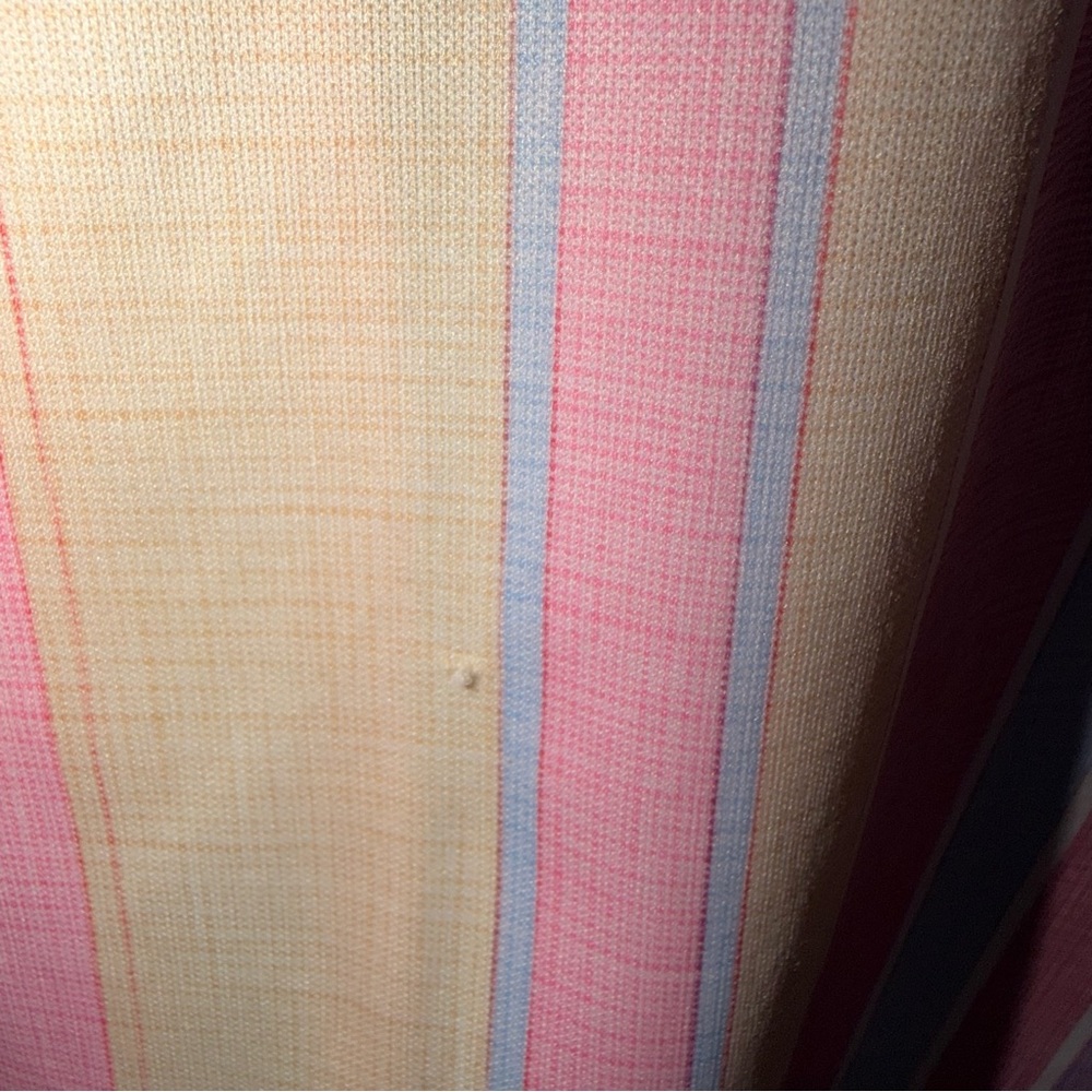 Vintage Pastel Striped Button Up Blouse Pink Yellow Short Sleeve L - Picture 6 of 9